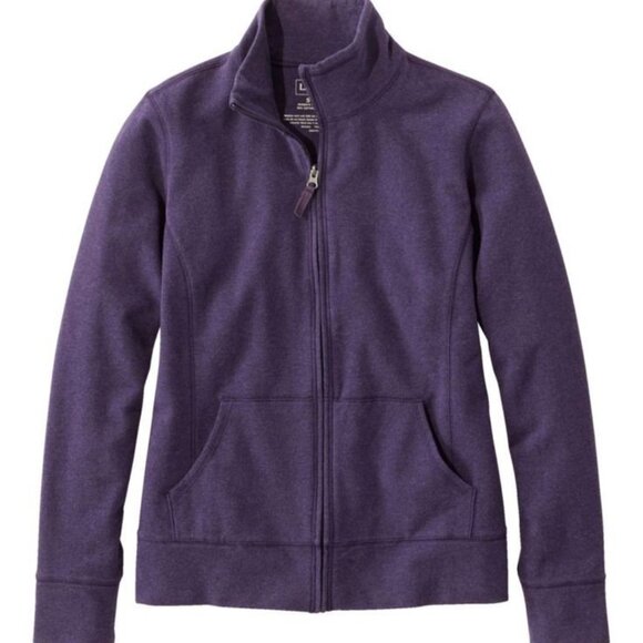 NWT L.L. Bean XLP Ultrasoft Sweats Jacket Full Zip Mock Neck Purple Petite NEW - Picture 1 of 7